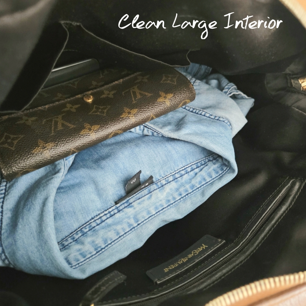 Authentic YSL SAINT LAURENT Muse Brown‎ Y Leather Weekender Boston Travel Tote - Picture 15 of 16